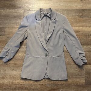 XOXO Light Gray Women's One-Button Tailored Blazer